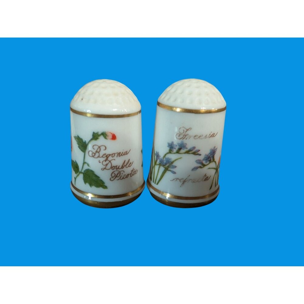 Vintage 1978 Set of 12 Flower Thimbles Franklin Porselein Bloemen Van Nederland - Picture 3 of 9